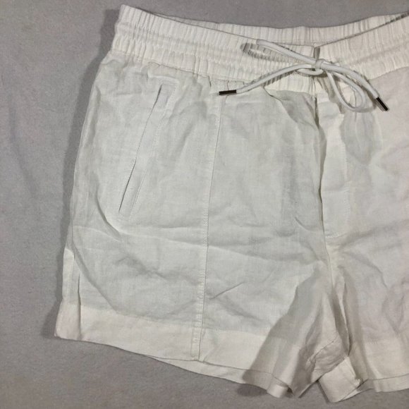 NEW Athleta Womens 14 Retreat Linen Shorts Calla Lily Ivory 100% Linen NWT $69 - Picture 2 of 13